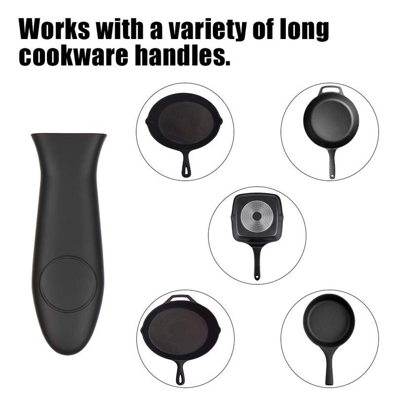Emoly Silicone Hot Handle Holder  3 Pack Pot Holders Cover Rubber Hot Resistant Non Slip Pot Holder Sleeves for Cast Iron Skillets Metal Frying Pans Aluminum Cookware Handles (Black) - Image 5